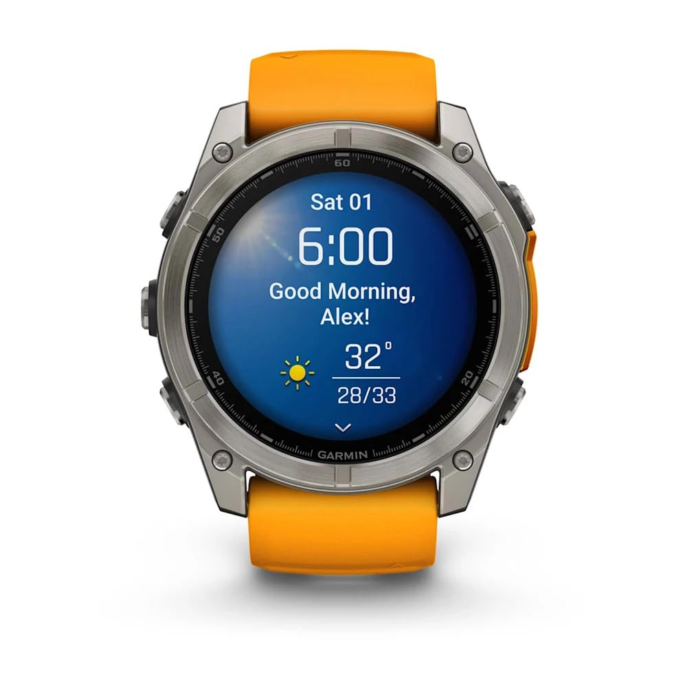 Smartwatch with 51 mm AMOLED Display, Sapphire-Coated Glass, Titanium Bezel, Silicone Band – Orange/Graphite