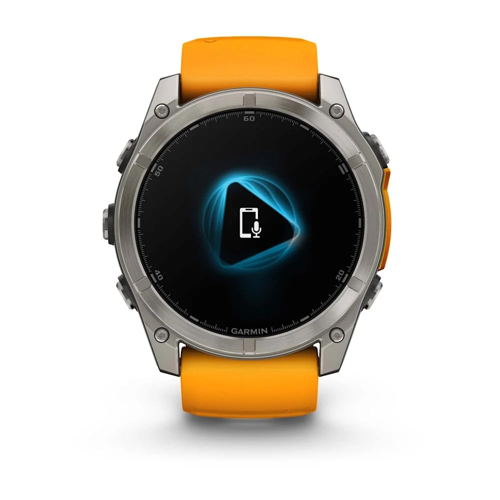 Smartwatch with 51 mm AMOLED Display, Sapphire-Coated Glass, Titanium Bezel, Silicone Band – Orange/Graphite