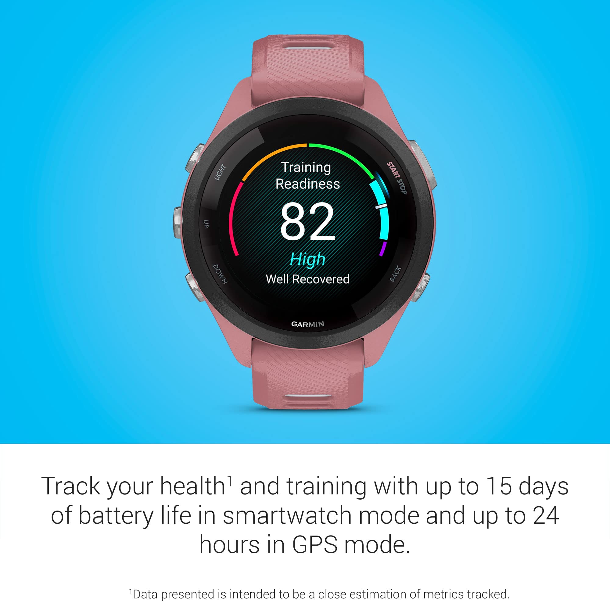 Running Smartwatch with 1.1" AMOLED Display, Training Metrics, Recovery Insights, GPS – Pink/Gray