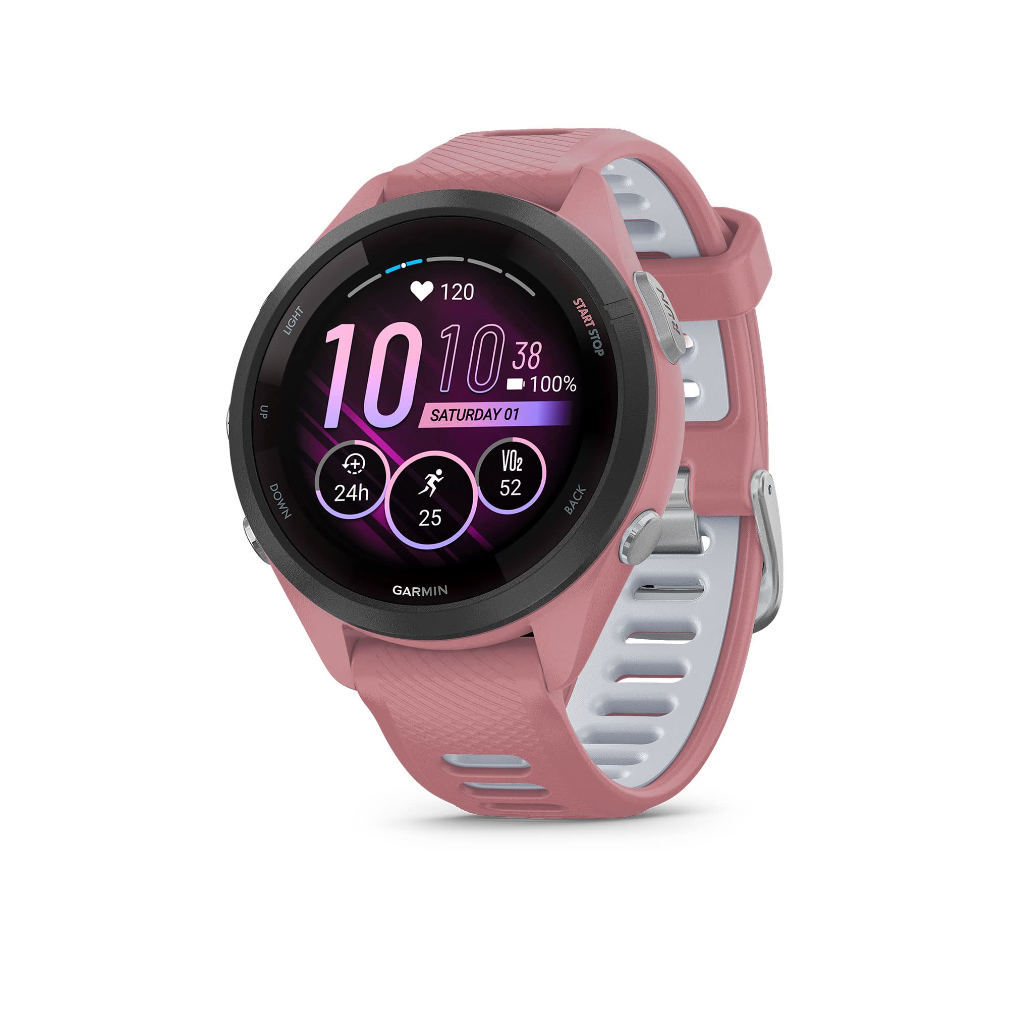Running Smartwatch with 1.1" AMOLED Display, Training Metrics, Recovery Insights, GPS – Pink/Gray