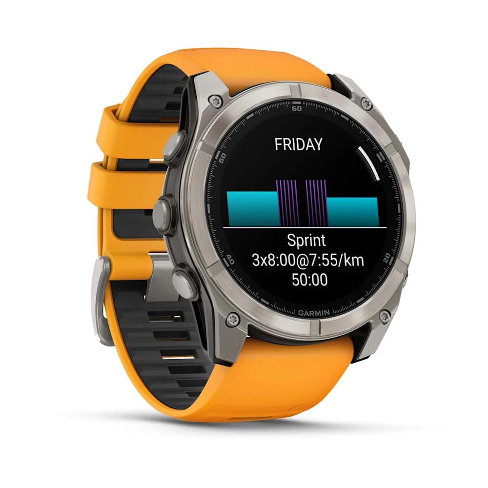 Smartwatch with 51 mm AMOLED Display, Sapphire-Coated Glass, Titanium Bezel, Silicone Band – Orange/Graphite