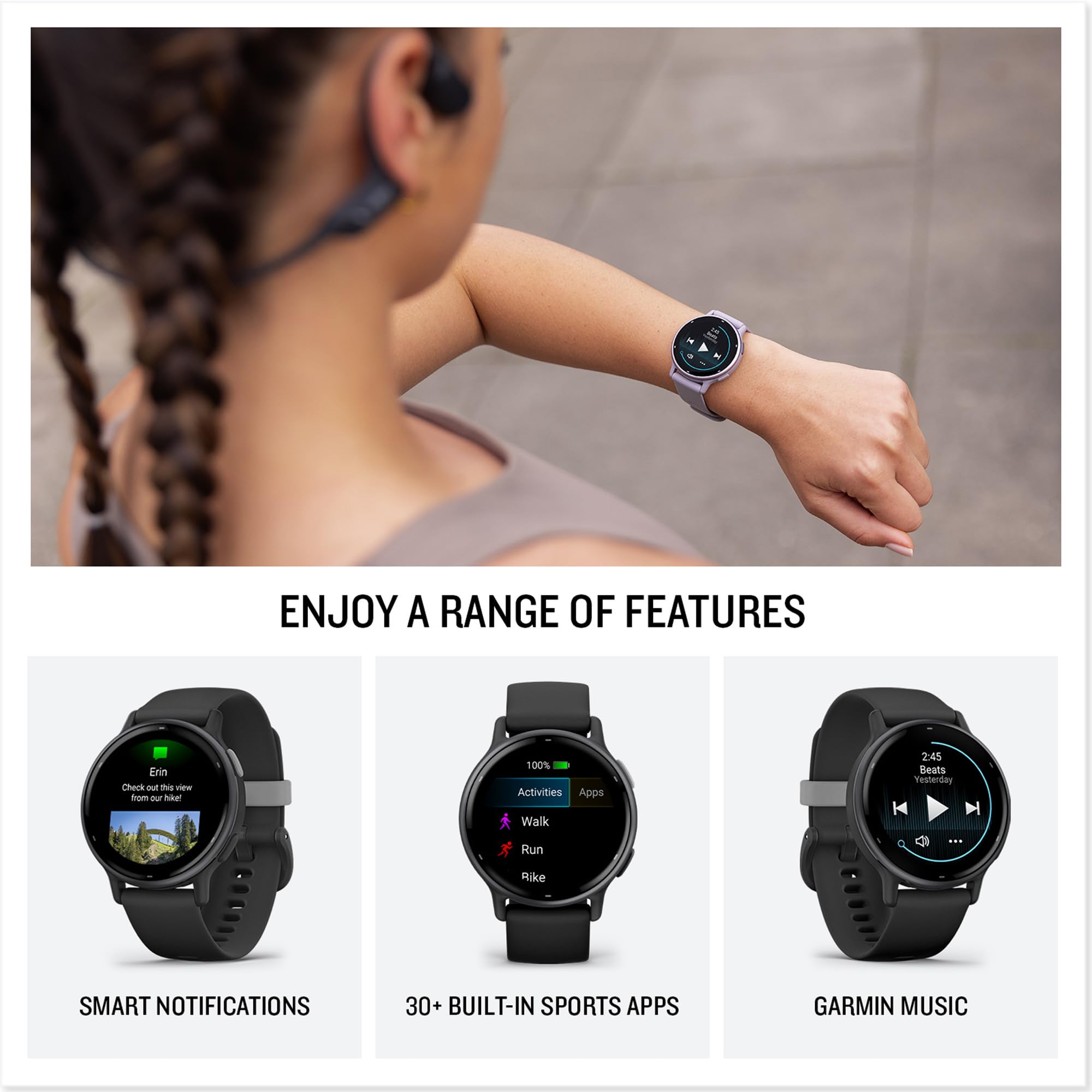 42 mm GPS Smartwatch with AMOLED Touchscreen, Health & Fitness Tracking, Sleep Insights, Music Features – Ivory